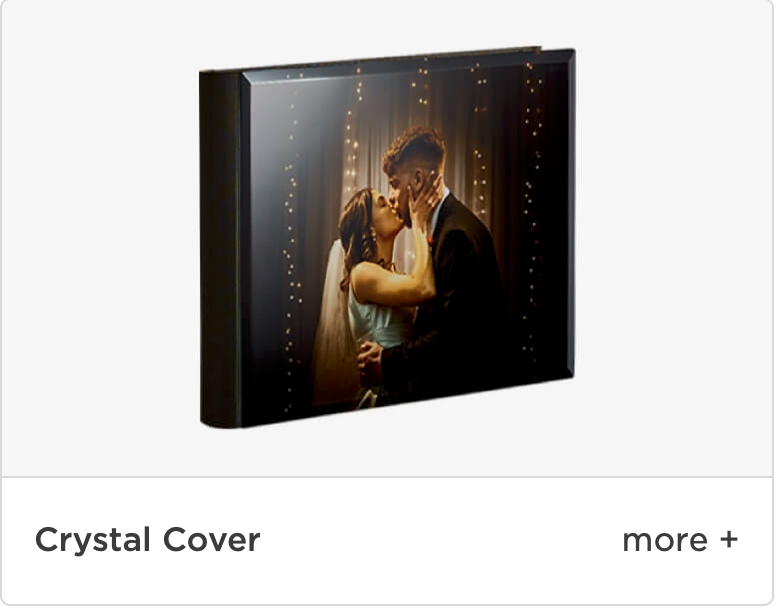 A romantic crystal cover photo album showcasing an intimate couple's silhouette against a dark, sparkling background.