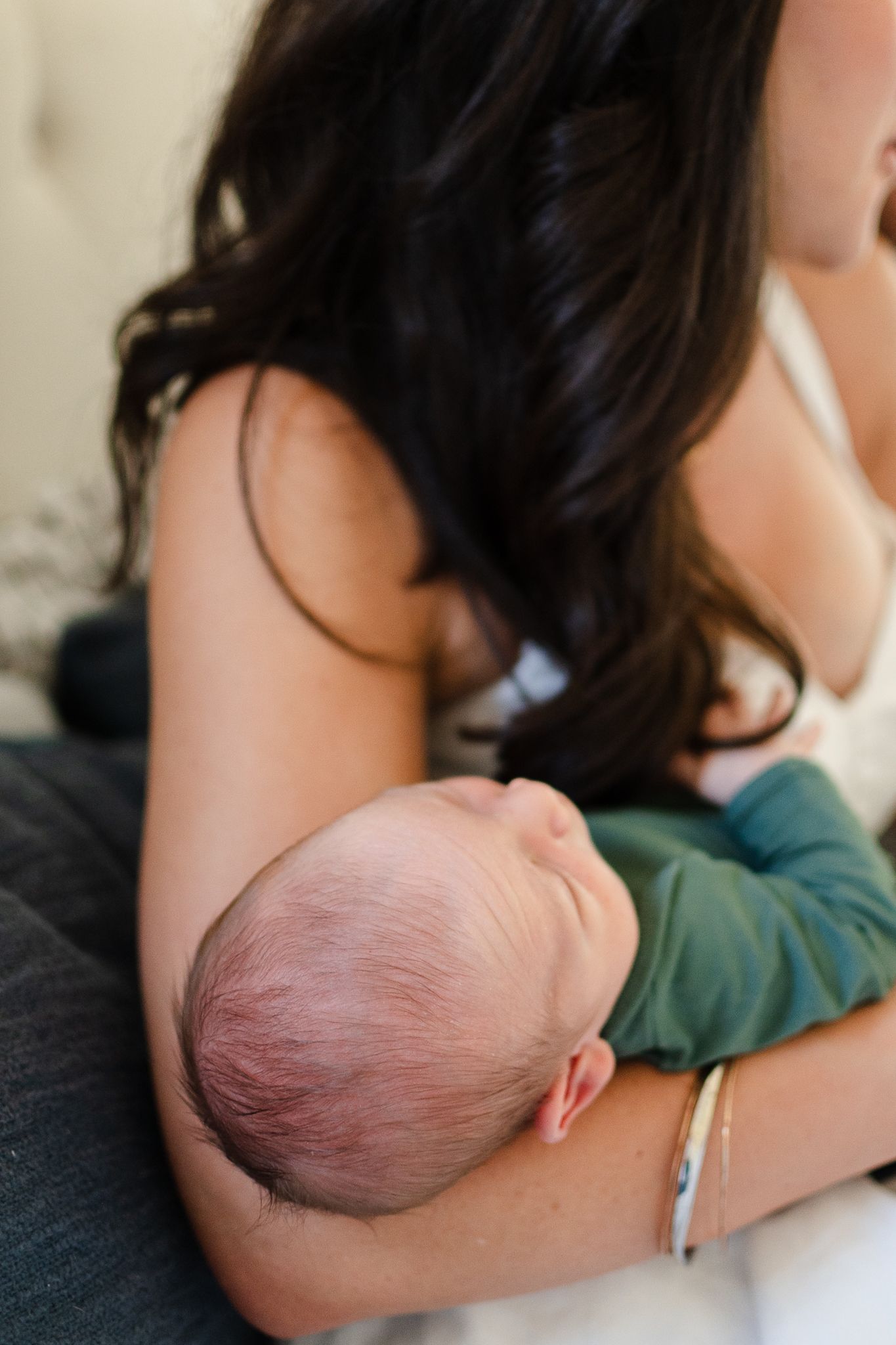 Details like newborn's hair is captured during a Winston-Salem newborn session.