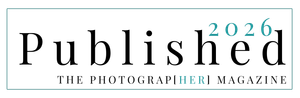 Published 2026 badge for The Photograp[HER] Magazine, featuring teal and black typography on a white background.