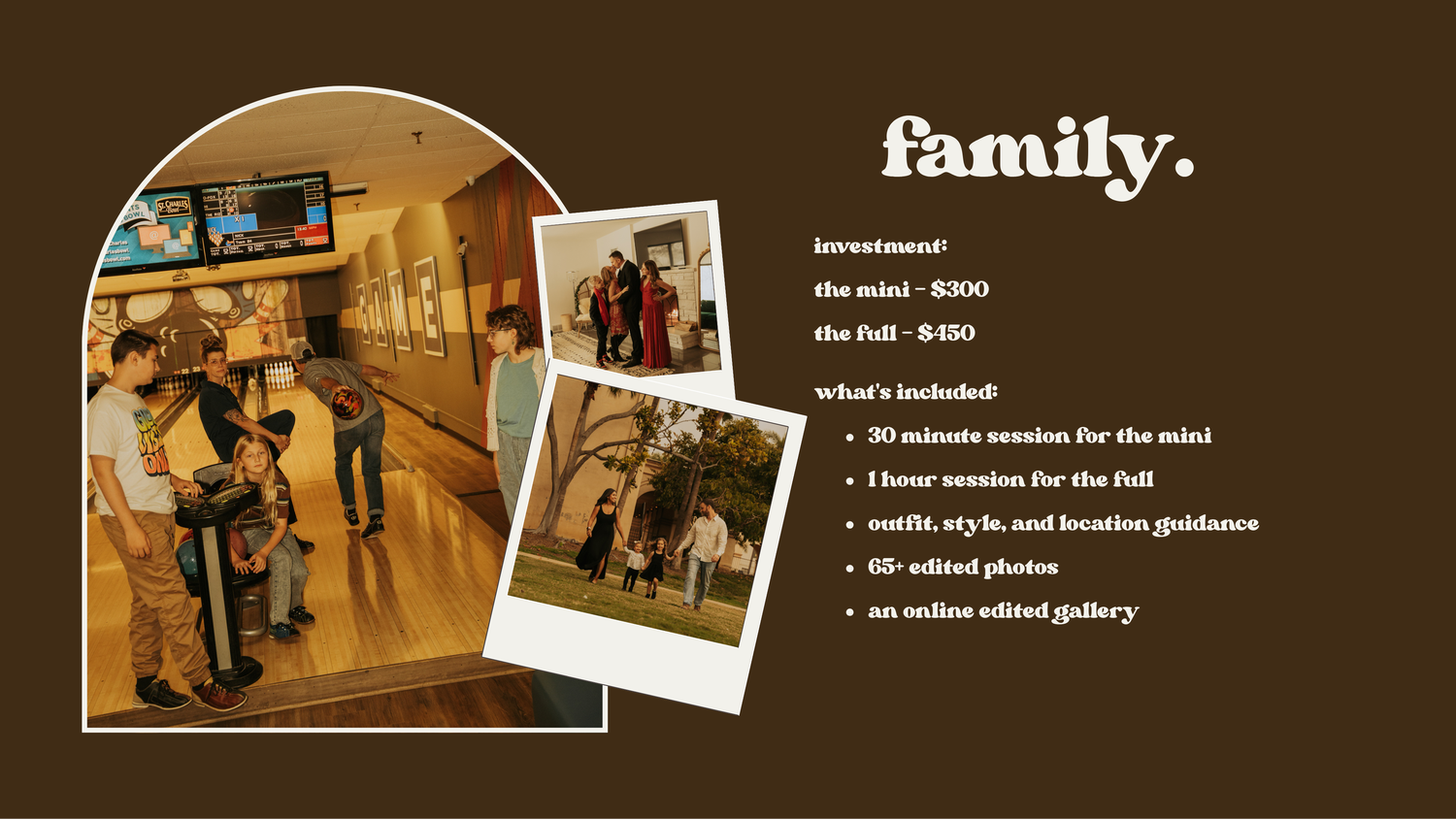 Vintage-style photo collage showing family moments in a hallway with warm brown tones and text overlay.