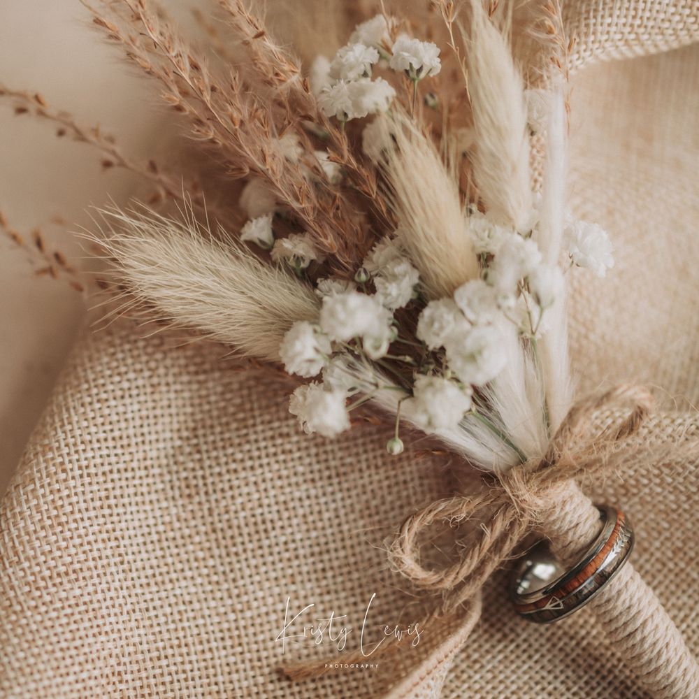 Professional product photo of wedding buttonhole of dried flowers shot in studio in Blackwood, south Wales by K Lewis Photography