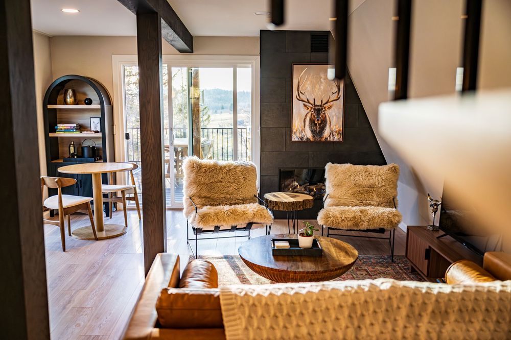 Luxurious living room and fire place by Denver Hospitality, Travel & Tourism photographer Captain Colorado Photography.