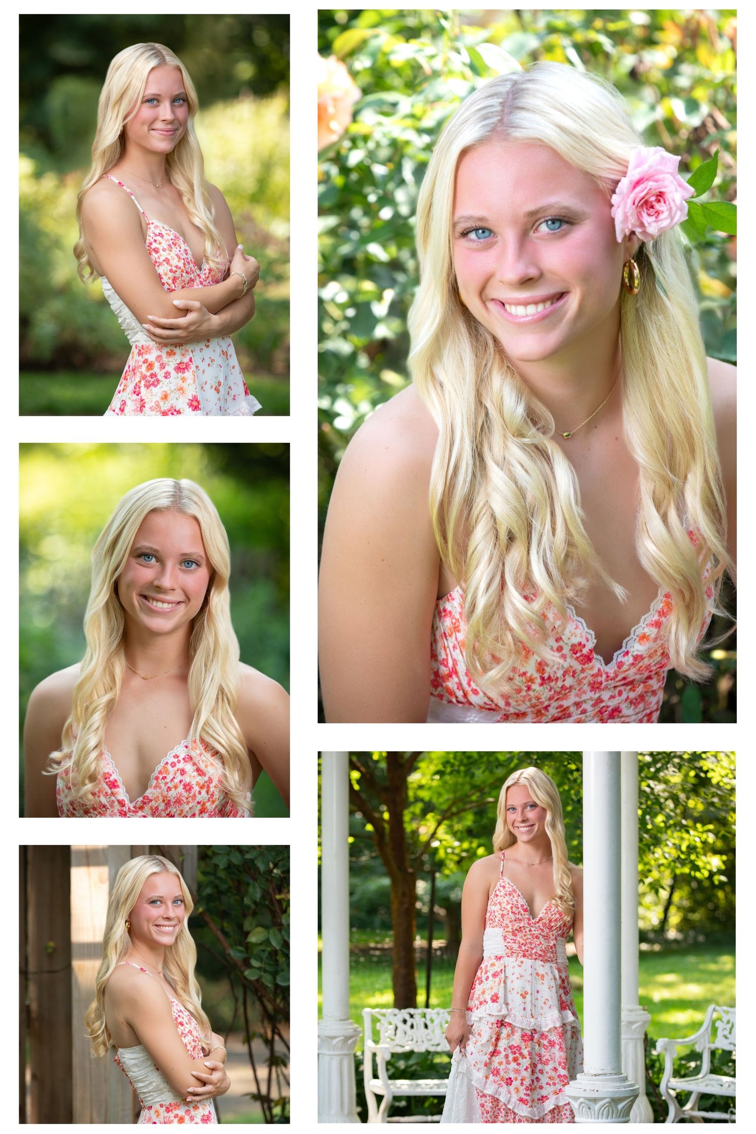 Dublin Coffman senior pictures at Park of Roses.  Senior pictures in the park.  Floral senior pictures. Park of Roses senior pictures.