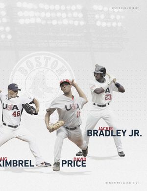 USA Baseball World Series alumni Craig Kimbrel, David Price, and Jackie Bradley Jr. in USA Baseball uniforms action shots.