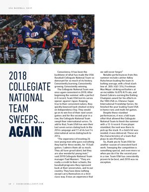 USA Baseball Collegiate National Team celebrates sweeping international competition again in 2018 season.