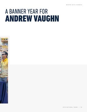 Andrew Vaughn standing at awards table during USA Baseball banner year recognition ceremony.