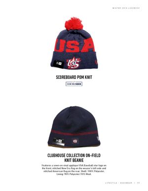 USA Baseball Scoreboard Pom Knit and Clubhouse Collection On-Field Knit Beanie hats.