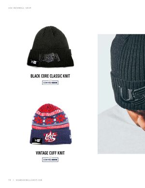 USA Baseball Black Core Classic Knit and Vintage Cuff Knit beanies coming soon.