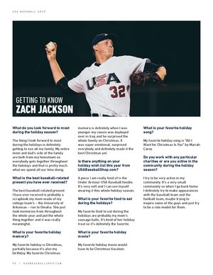 USA Baseball player Zach Jackson holiday interview about memories, gifts, and community work.