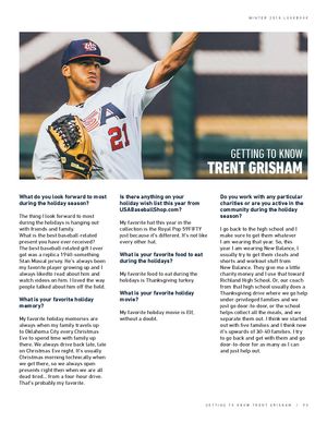 USA Baseball player Trent Grisham holiday interview about family, food, and community charity.