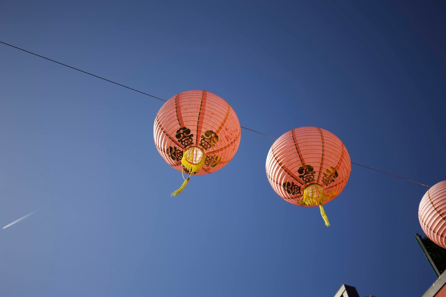 Event detail shot of Japanese lanterns hanging at Union Market in Washington DC.