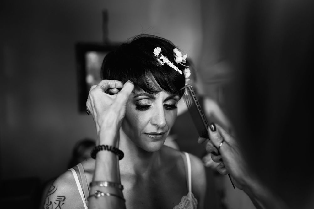 A vintage black and white photo strip showing six sequential emotional expressions in dramatic lighting.