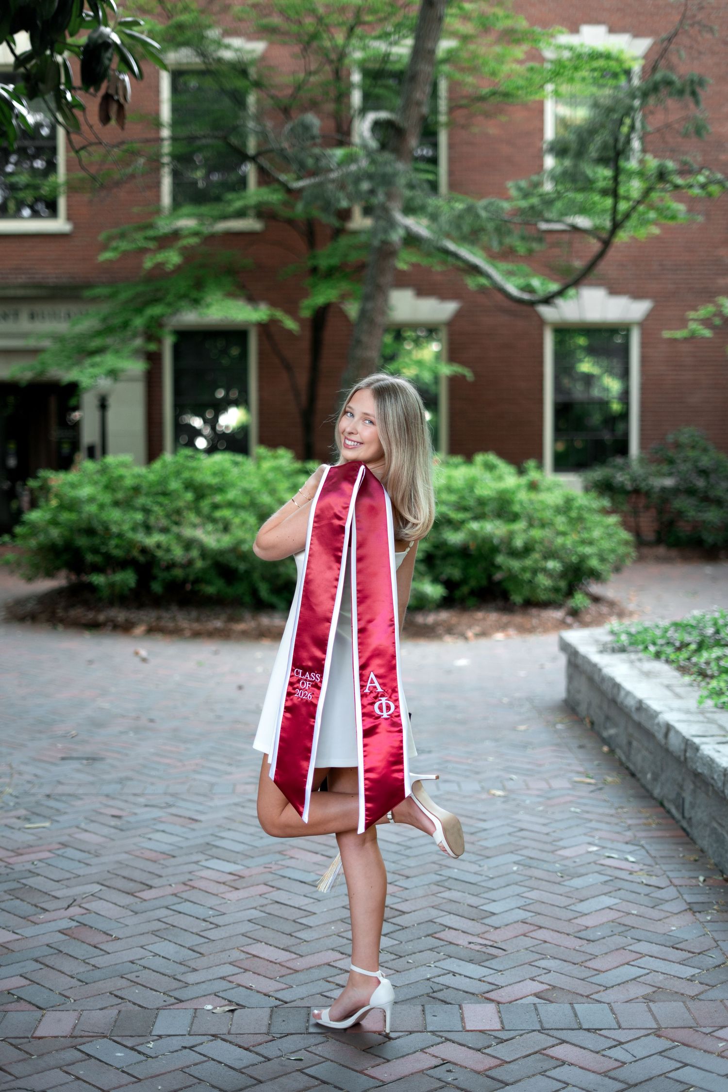 The old campus walkway in front of tech tower, one of the best spots for Georgia Tech photos during your atlanta grad photoshoot