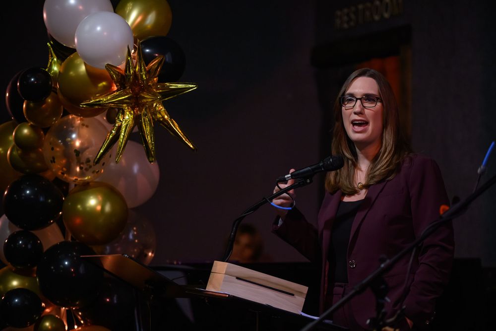 Sarah McBride accepts award