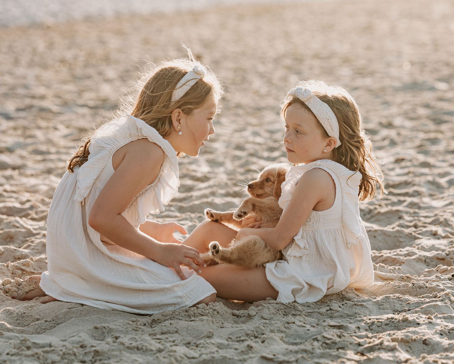 Sunset golden hour family photography session overlooking the beach at Noosa on the Sunshine Coast.