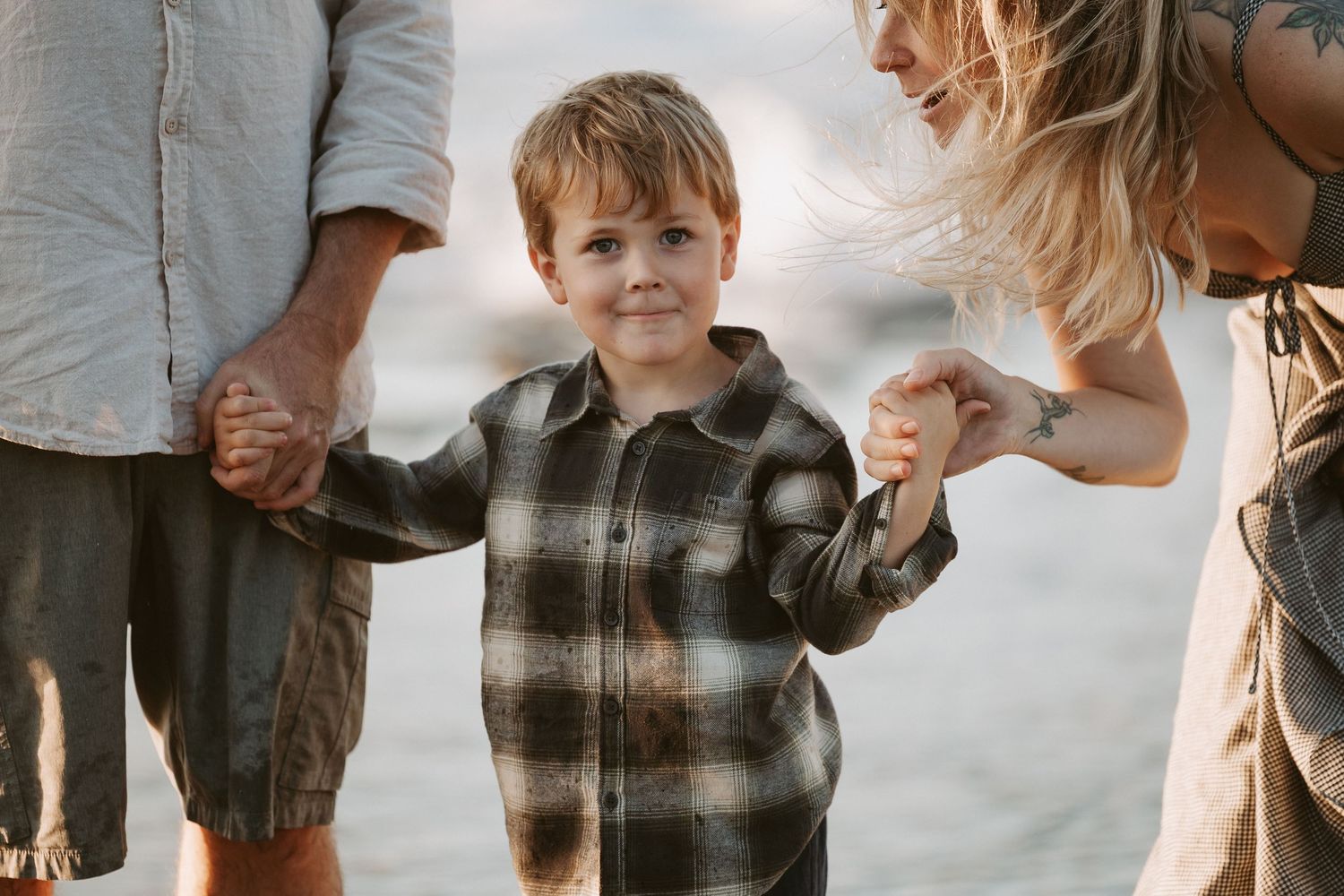 Sunset golden hour family photography session overlooking Point Cartwright beach Mooloolaba on the Sunshine Coast.