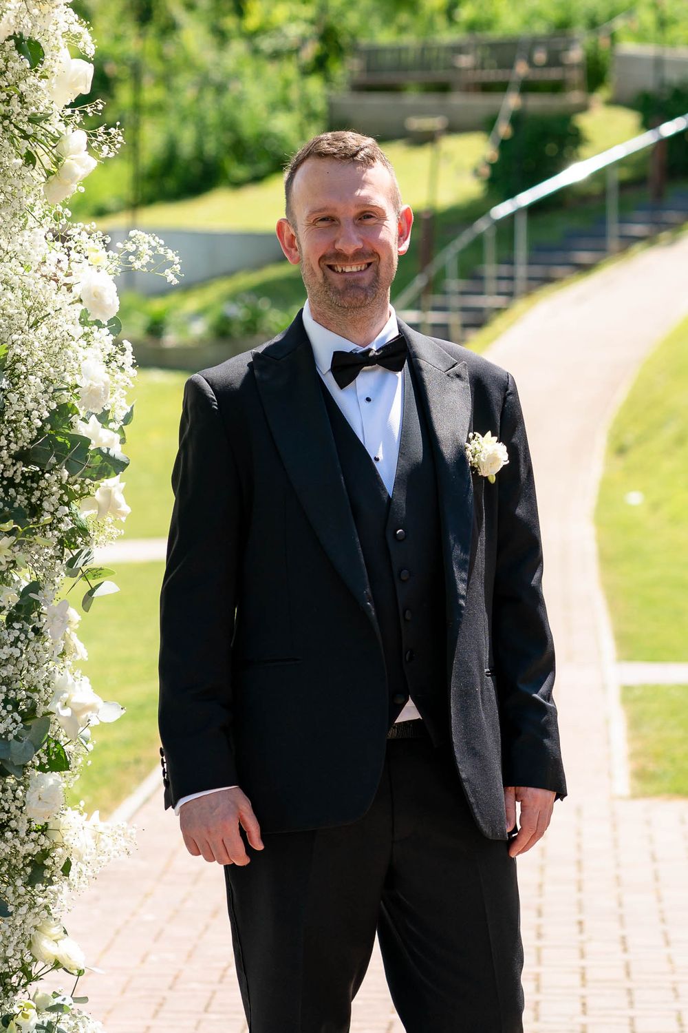 Groom portrait at Sandy Cove Wedding in Devon