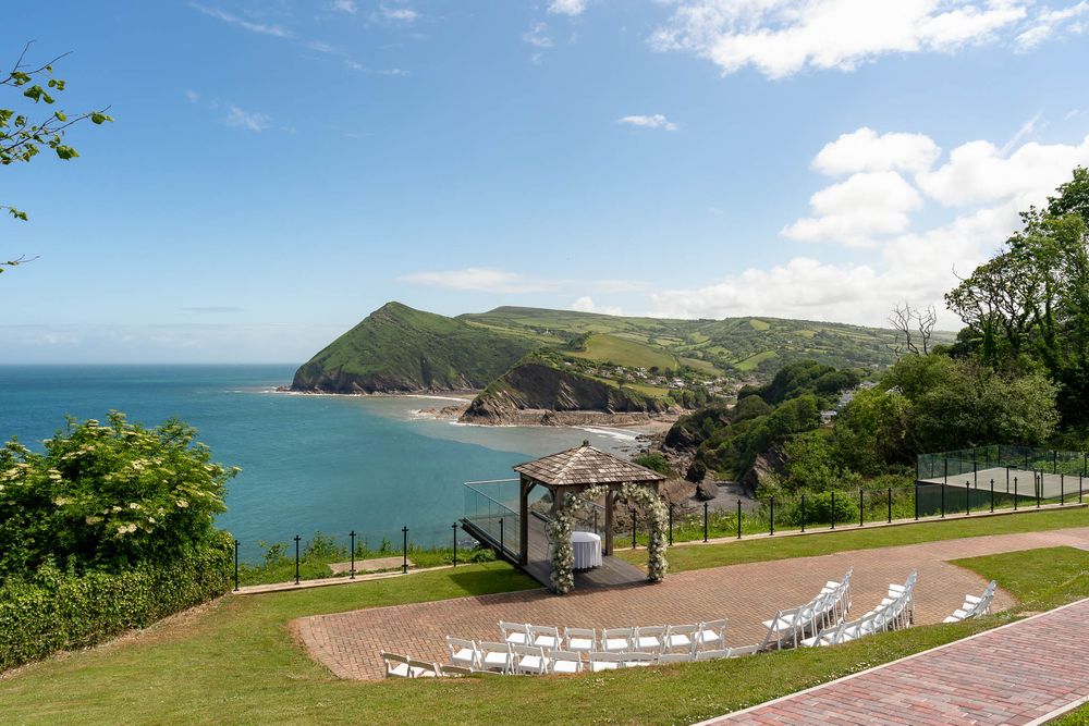 Ceremony area overlooking sea at Sandy Cove Hotel Devon