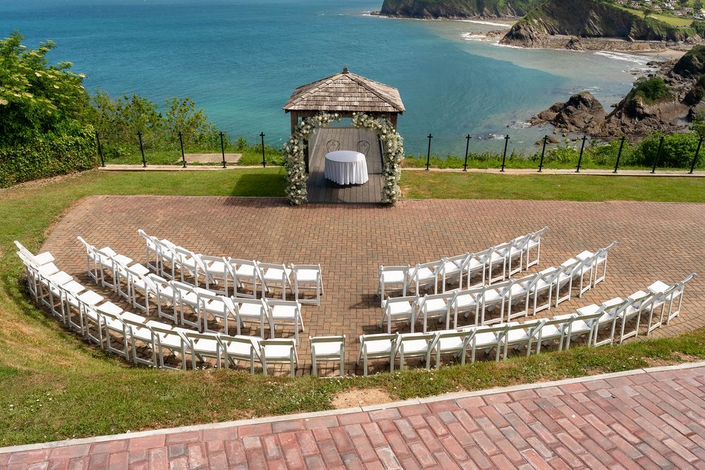 A beautiful setting for an outside ceremony overlooking the sea at Sandy Cove Hotel