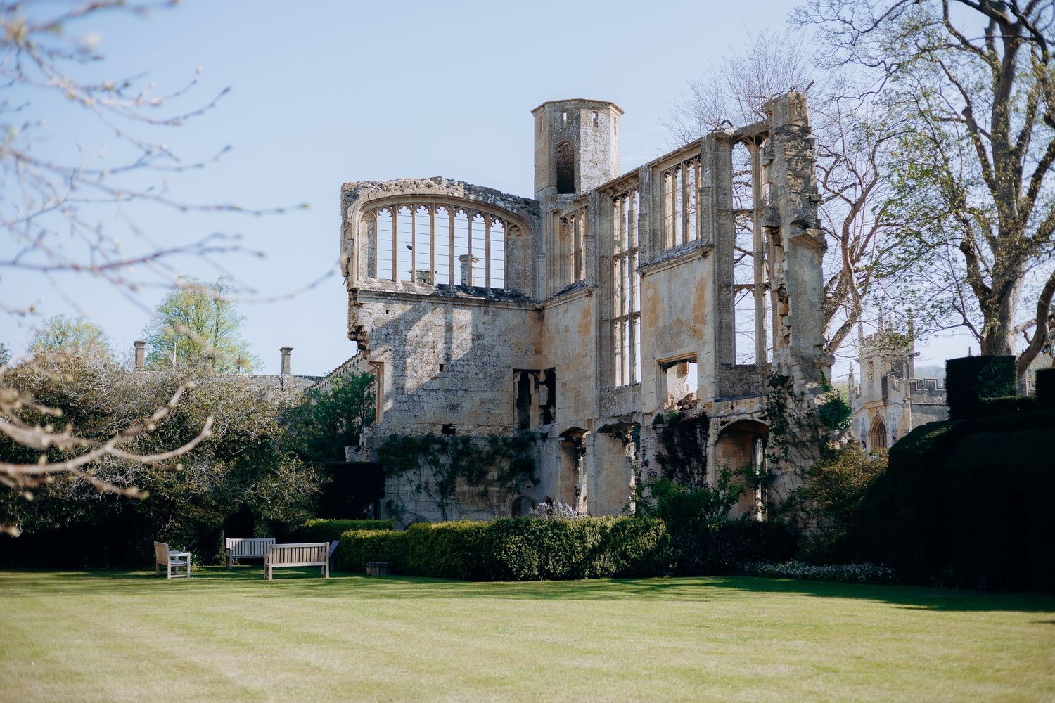 Views across the grounds at Sudeley Castle wedding venue.