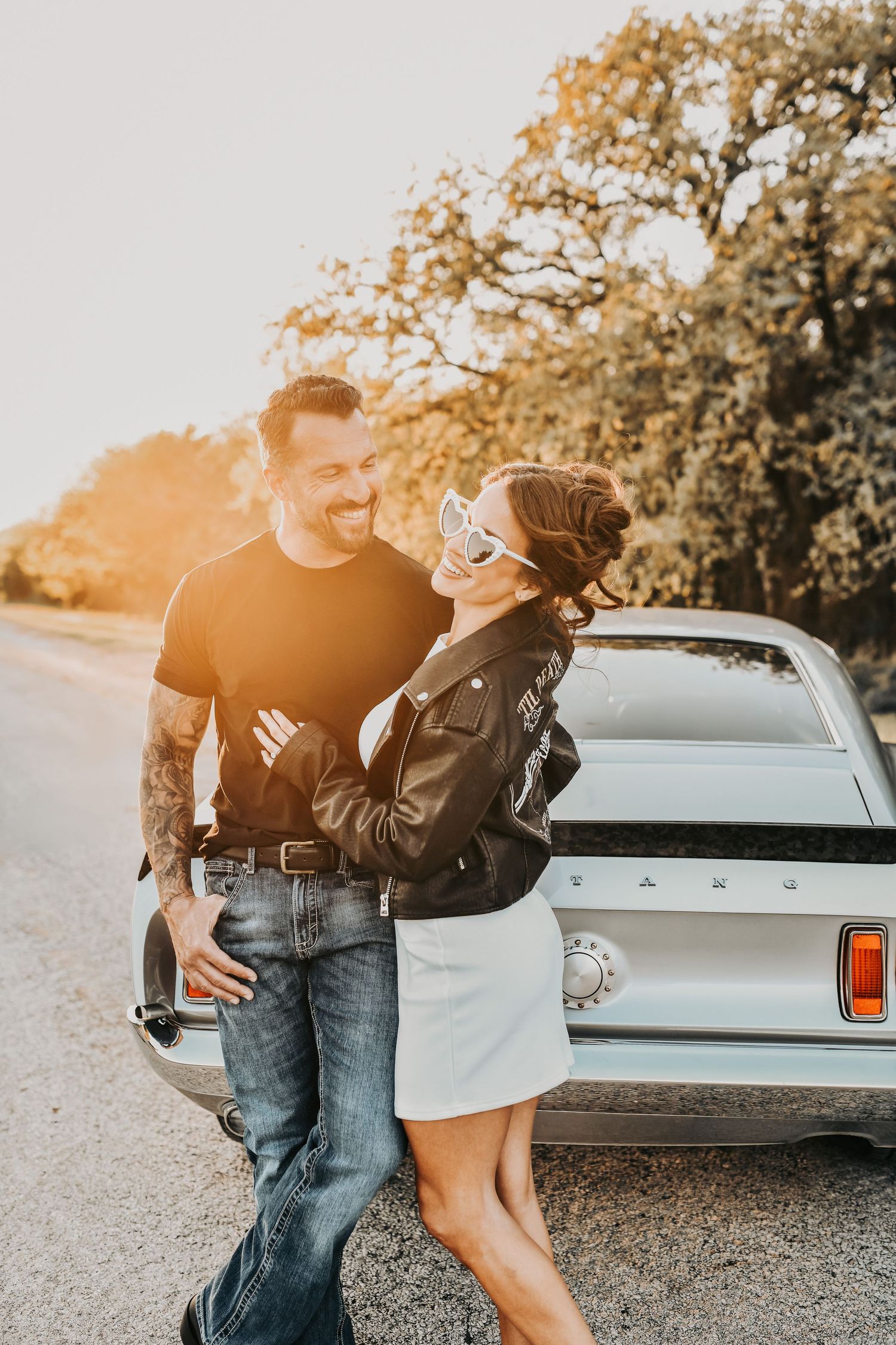 custom leather jackets by Niamh Designs engagement photo detail shot