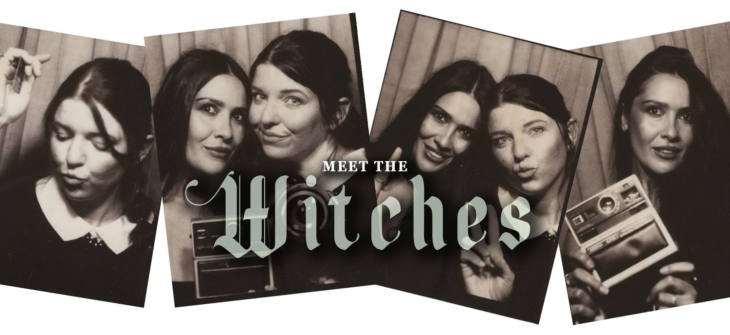 A strip of vintage photos that were taken at a photo booth of Melissa and her assistant, Ashley.
