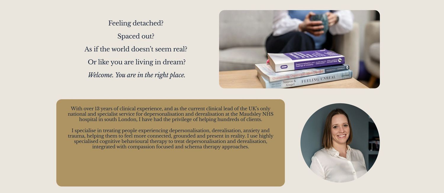 Screenshot of therapist website homepage featuring a woman smiling in a circular portrait.