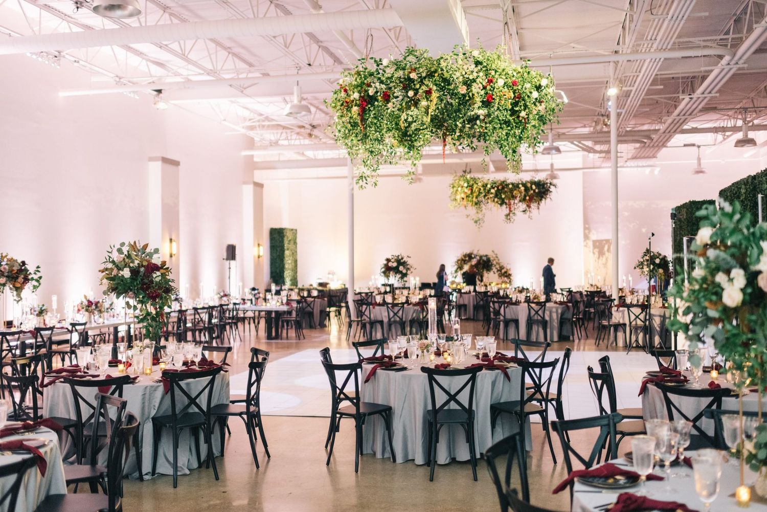 Reception setup at On the Levee, a Dallas wedding venue