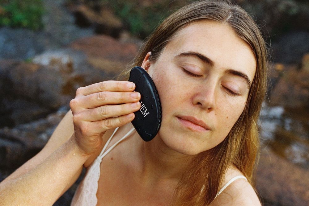 Woman in nature captured on 35mm film – grounding and feminine energy at Lesmurdie Falls near Perth