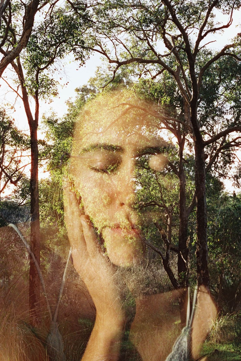Woman in nature captured on 35mm film – grounding and feminine energy at Lesmurdie Falls near Perth