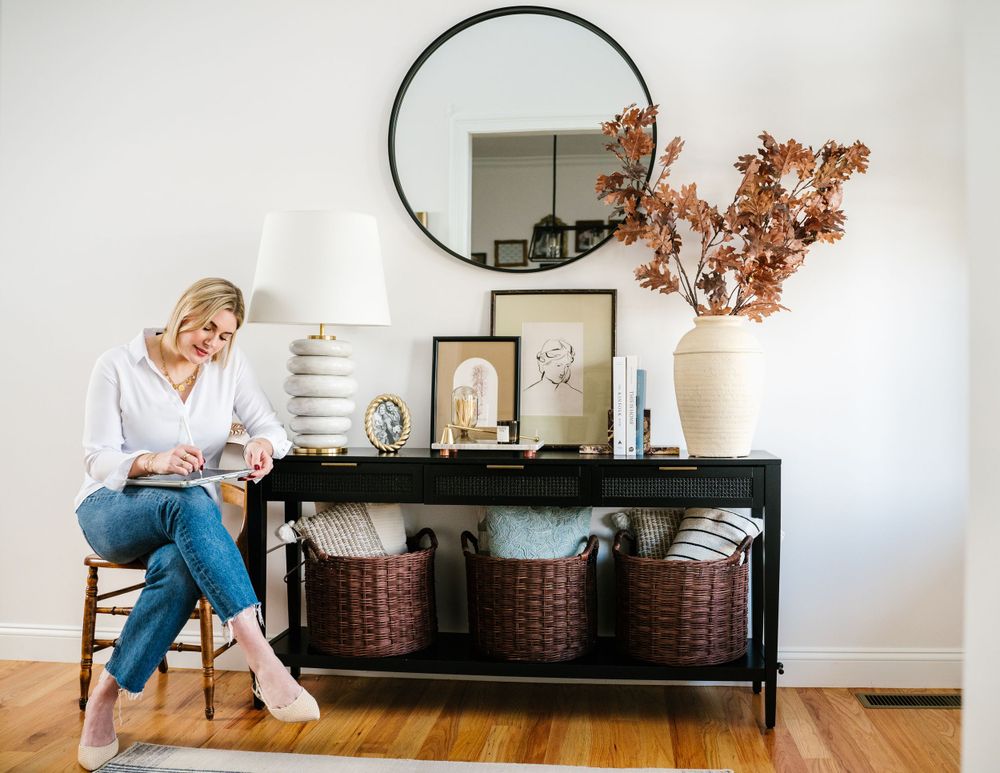 interior designer working in home studio
