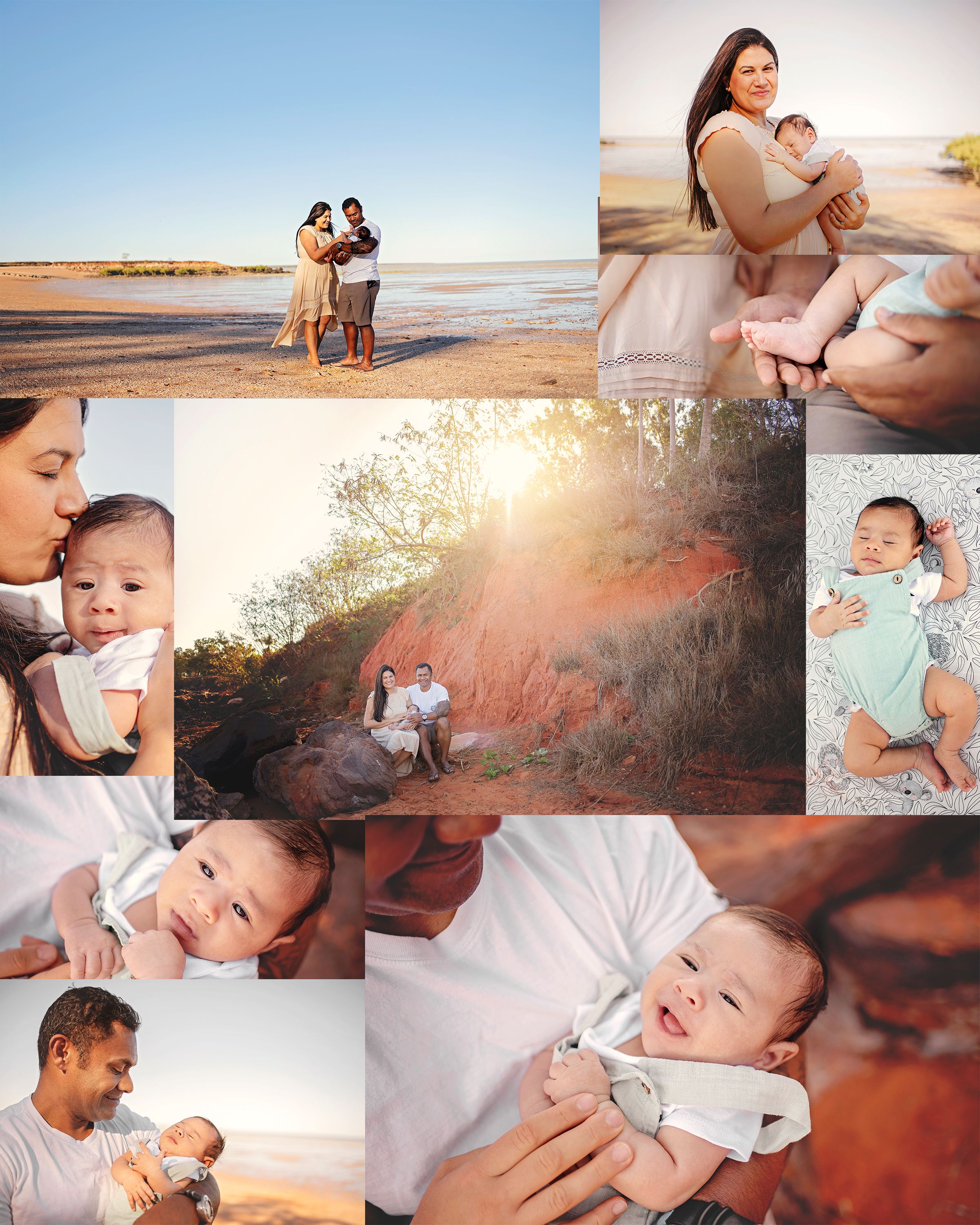 Newborn family at sunset Broome WA