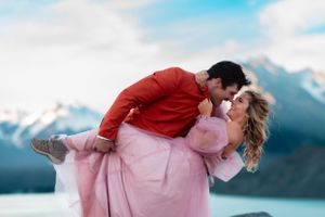 Couples anniversary destination photoshoot Mt. Cook New Zealand
