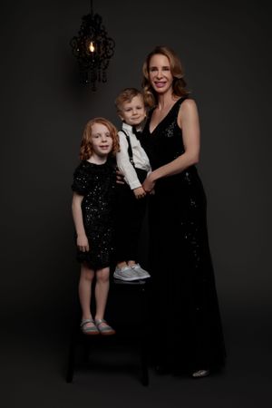 Glamorous magazine style mommy and me photo with mom and kids