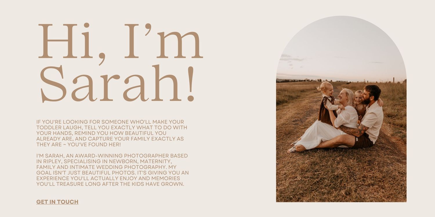 Modern minimalist photography website design with welcome text and portfolio images.