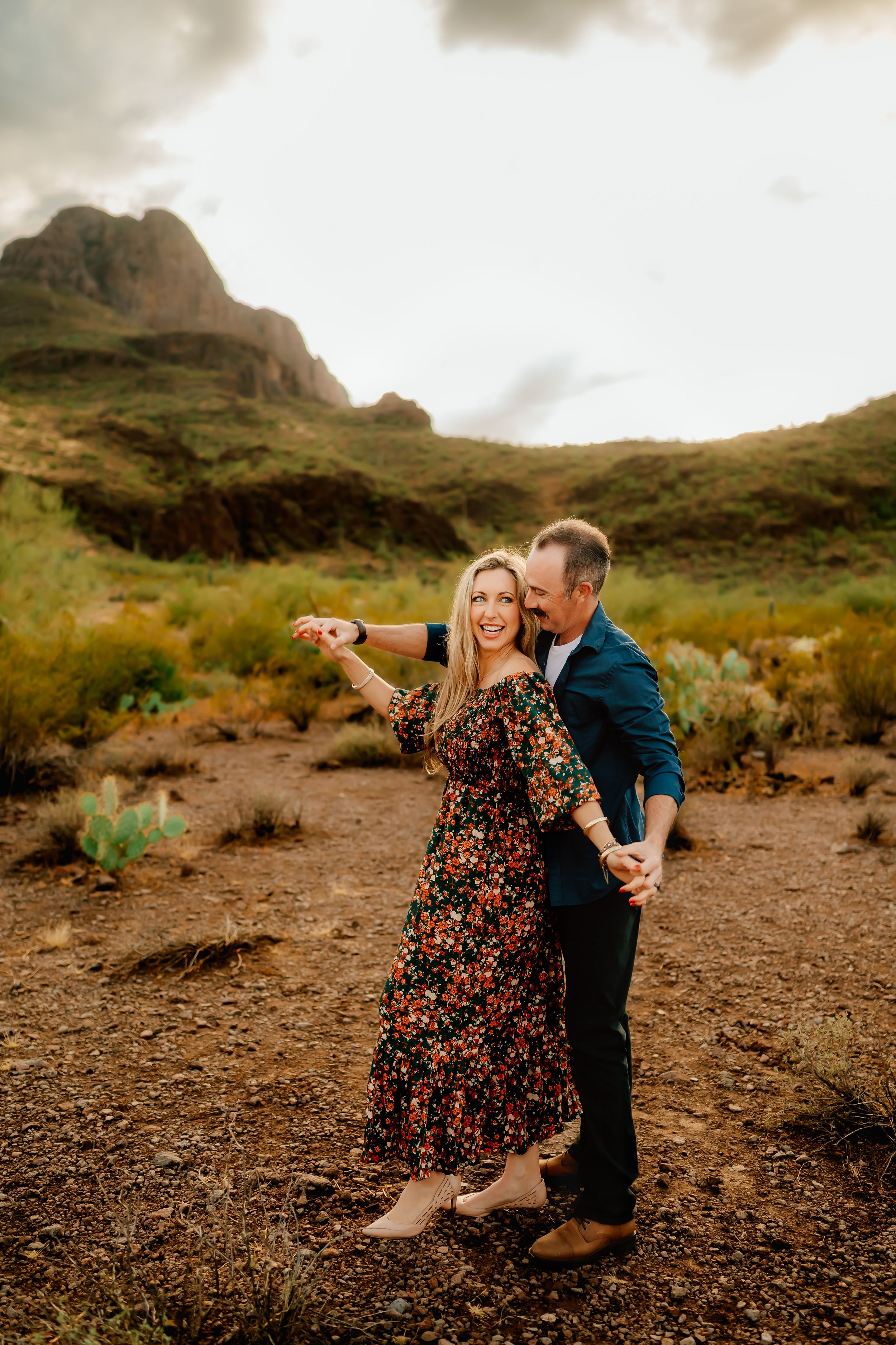 Playful desert Tucson engagement session