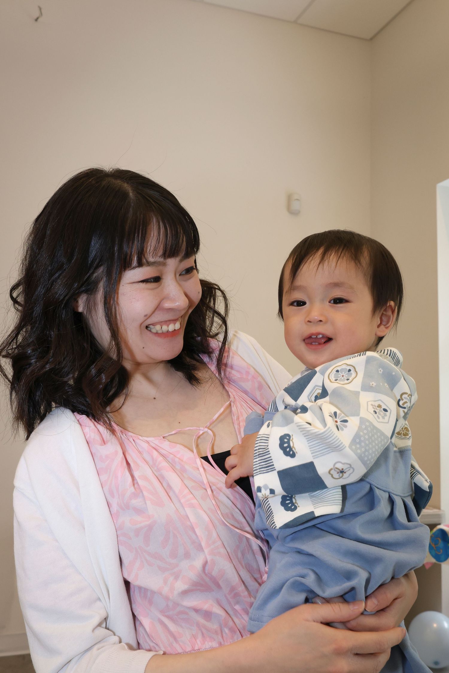 Mom looking at son