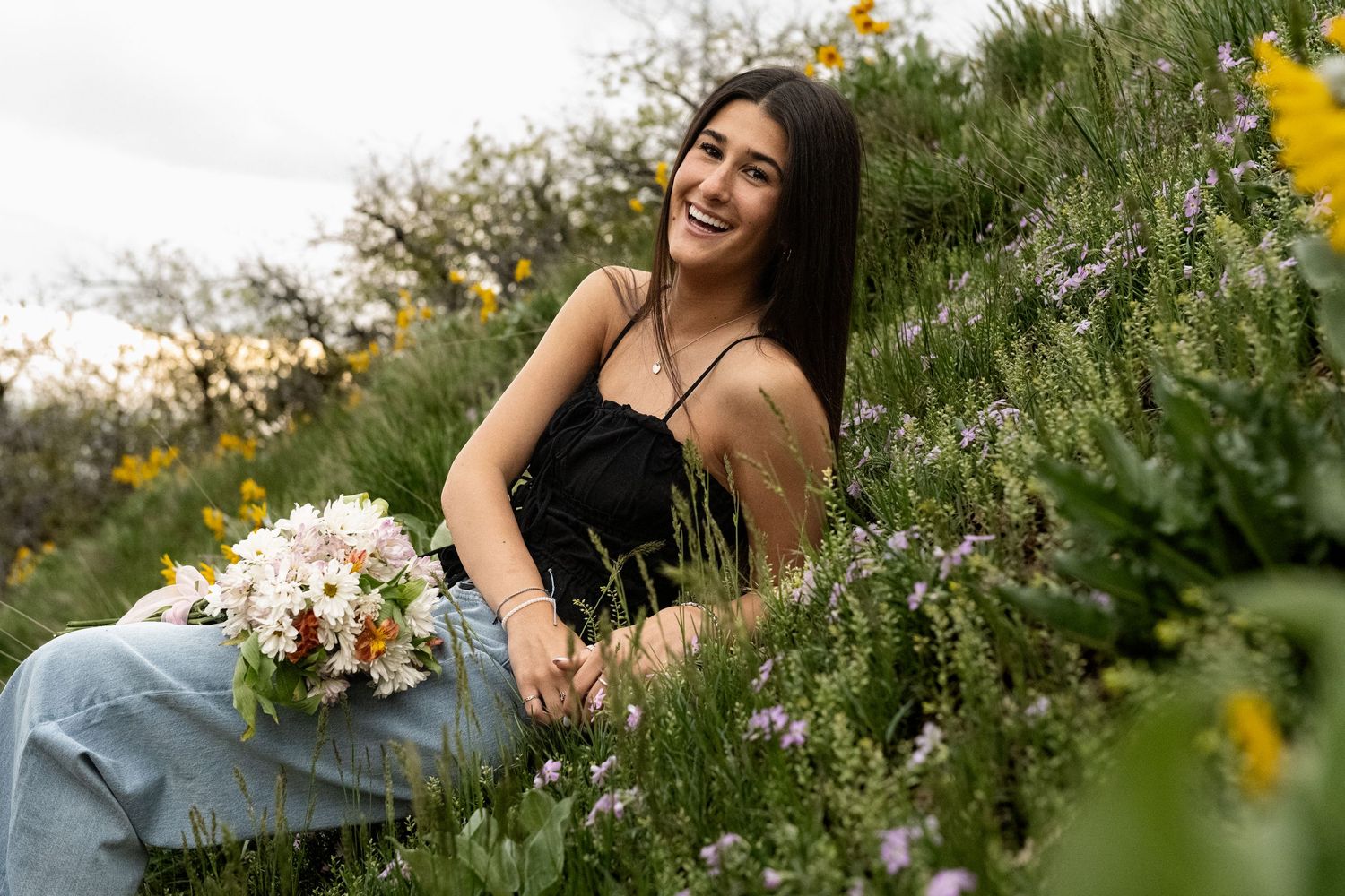 Wildflower photoshoot of Davis County Utah senior
