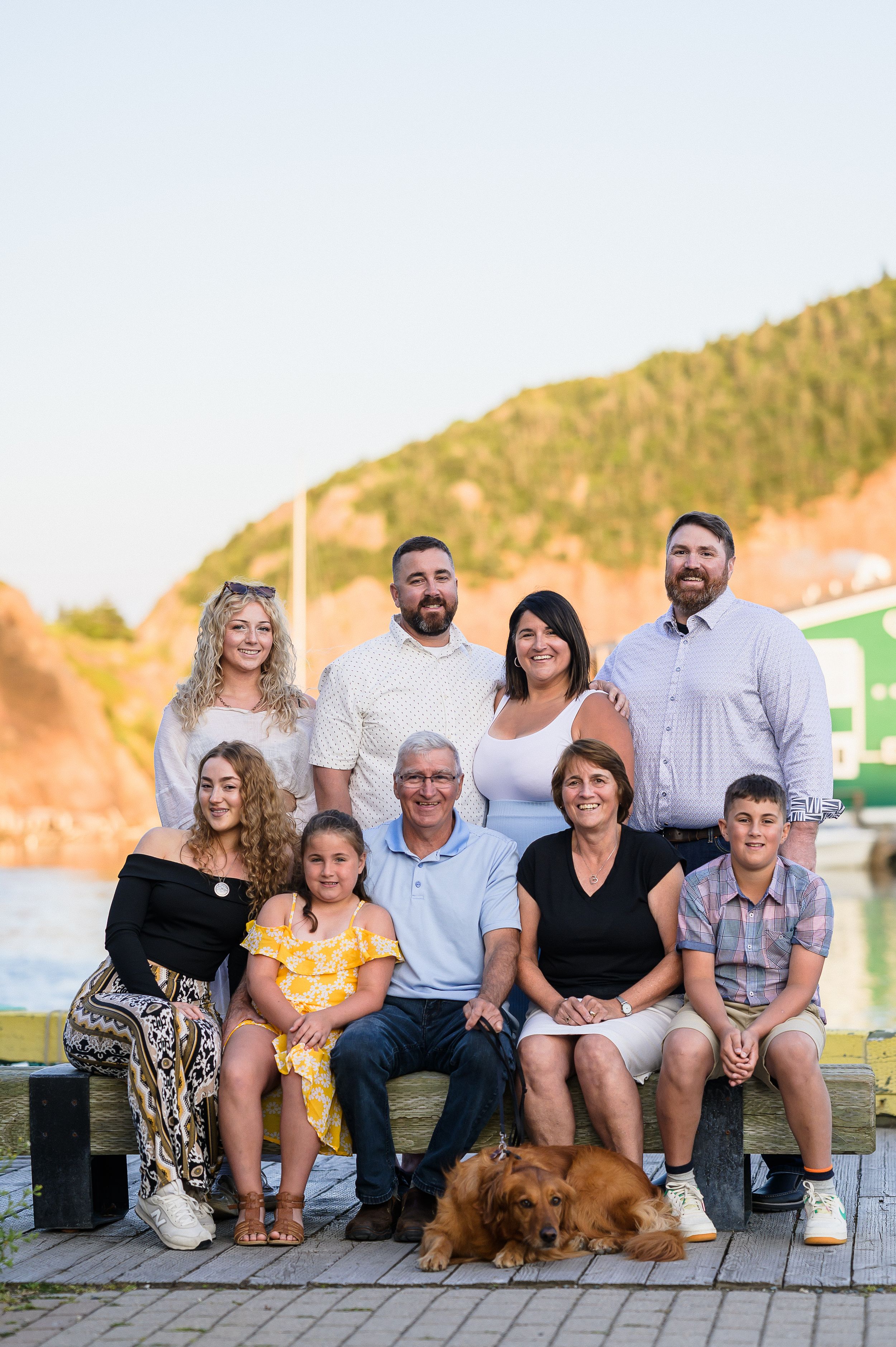 Family photo session with dog in Quidi Vidi wharf St. John’s Newfoundland