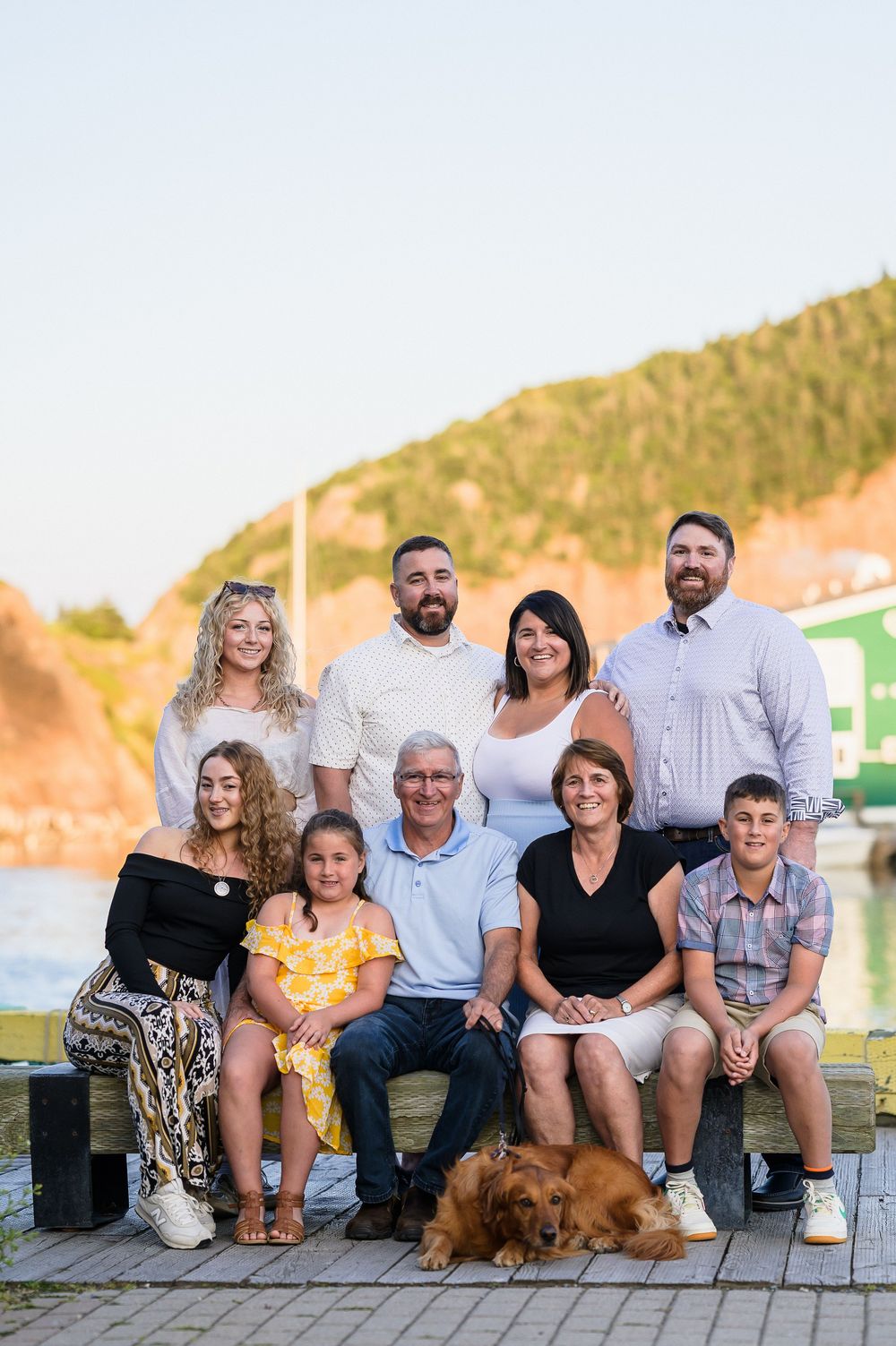 Family photo session with dog in Quidi Vidi wharf St. John’s Newfoundland
