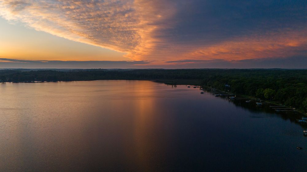 A contrasted sunset over a lake