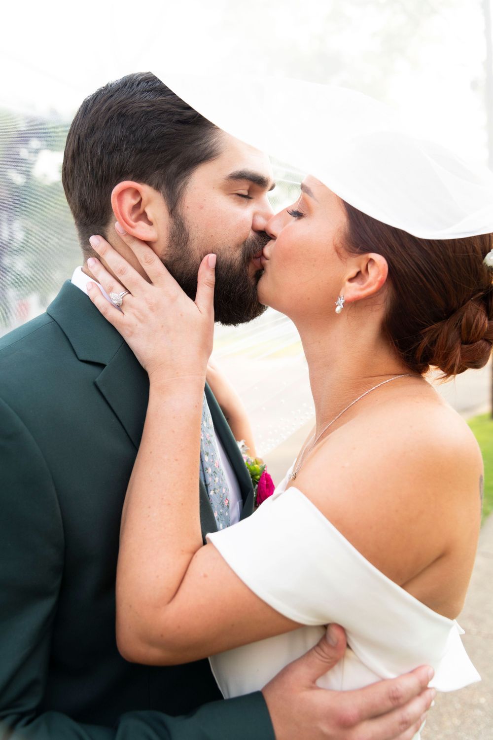 Bride and Groom kiss after wedding ceremony in Tupelo, MS