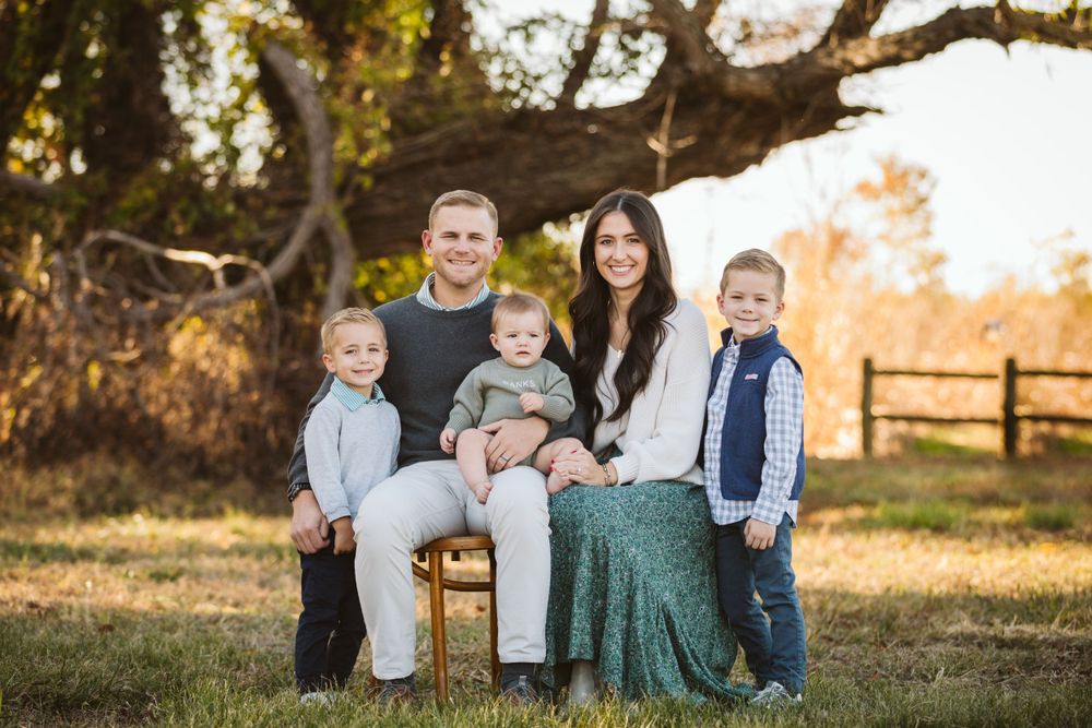 Family session with parents and small children in fall