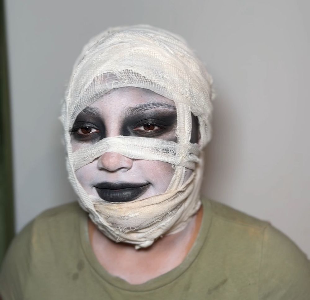 Professional SFX makeup featuring realistic mummy character transformation and special effects artistry.