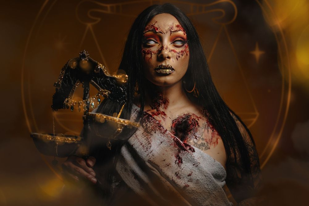 Horror-inspired special effects makeup featuring realistic wounds, prosthetics, and cinematic character makeup.