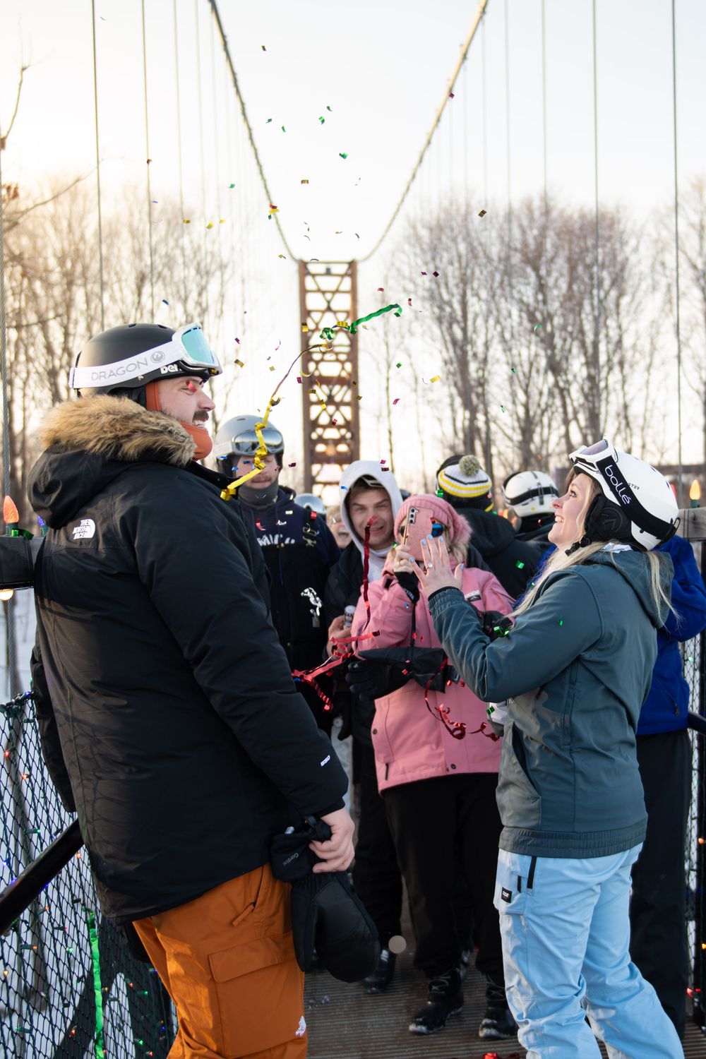 Northern Michigan Couple Proposal Engagement Boyne Mountain SkyBridge