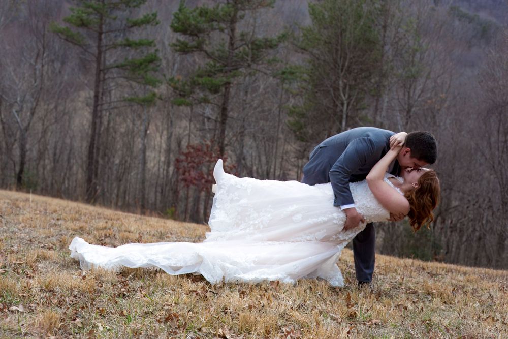A romantic dip in a mountain field.