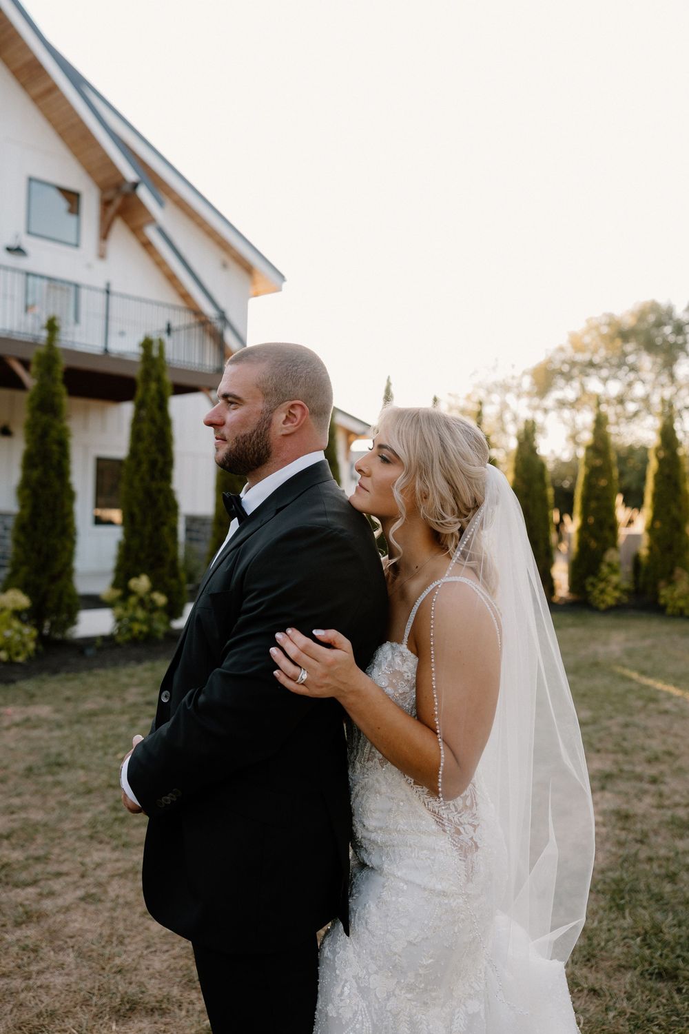 Outdoor wedding moment captured in a sequence of candid expressions and emotions.