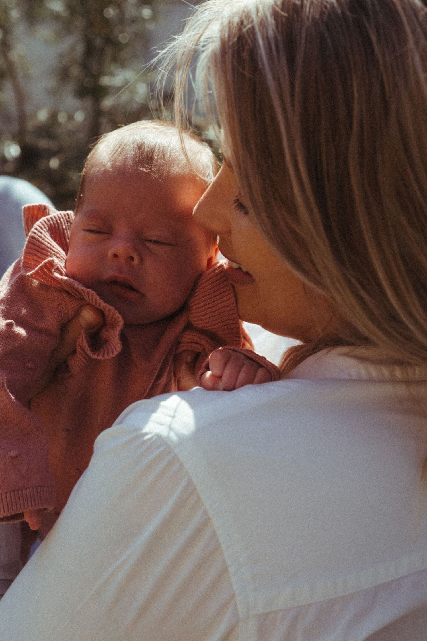 Close-up sequence showing gentle affectionate moments in warm sunlight.