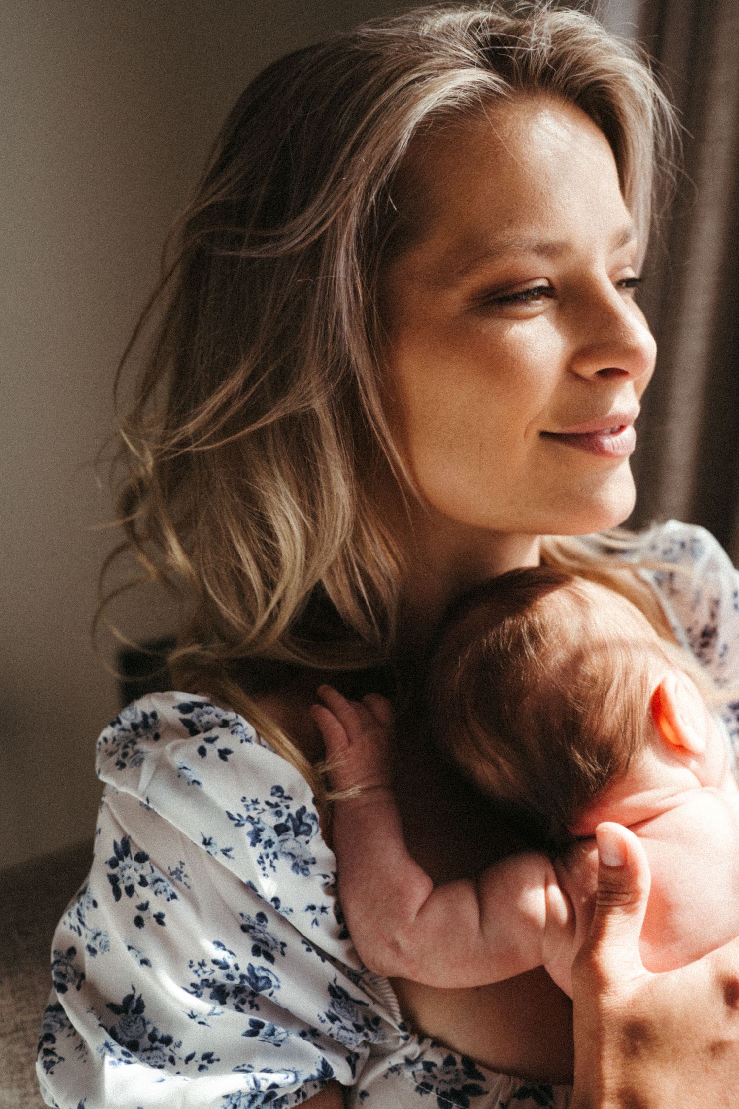 Intimate portrait sequence showing gentle expressions in warm indoor lighting.